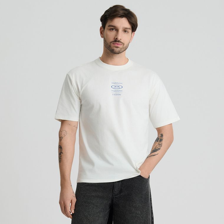Biały t-shirt o kroju relaxed S.W.Smiley NOWEAR