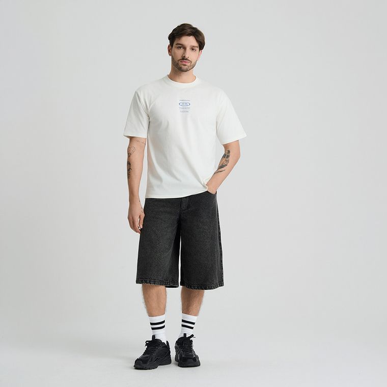 Biały t-shirt o kroju relaxed S.W.Smiley NOWEAR