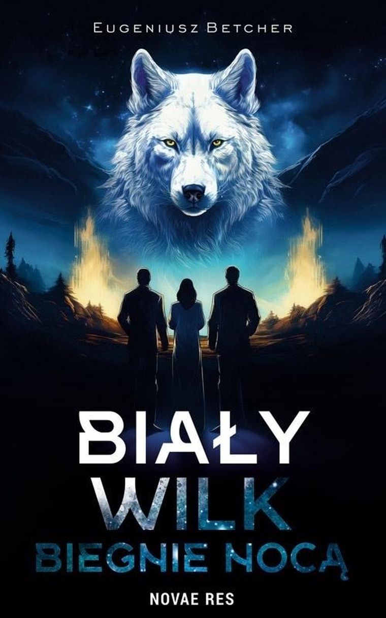 Biały wilk biegnie nocą