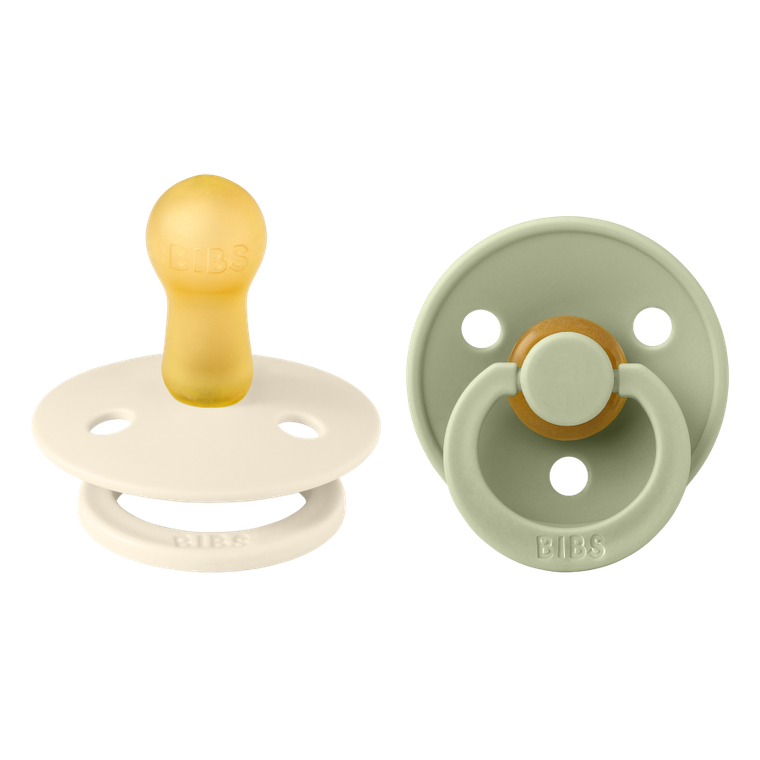Bibs, Colour, smoczek uspokajający, kauczuk Hevea, Ivory&Sage, rozmiar 2, 2 szt.