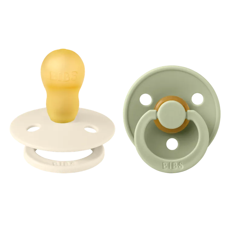 Bibs, Colour, smoczek uspokajający, kauczuk Hevea, Ivory&Sage, rozmiar 3, 2 szt.