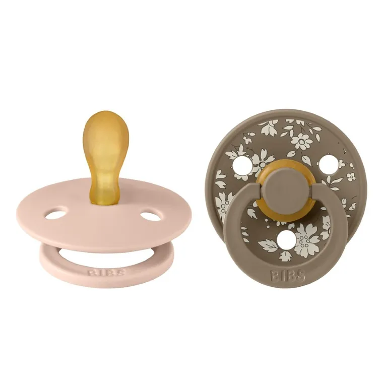 Bibs, Liberty Colour, smoczek uspokajający, symetryczny, kauczuk Hevea, Capel Blush, rozmiar 1, 2 szt.
