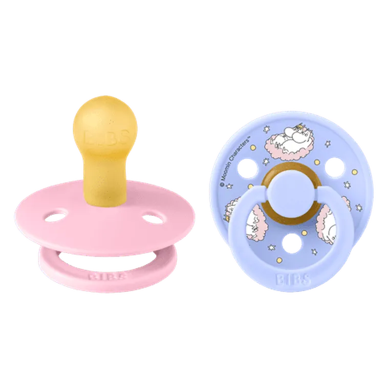 Bibs, Muminki, Colour Dreaming, smoczek uspokajający, kauczuk Hevea, Baby Pink Mix, rozmiar 1, 2 szt.