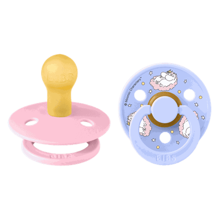 Bibs, Muminki, Colour Dreaming, smoczek uspokajający, kauczuk Hevea, Baby Pink Mix, rozmiar 2, 2 szt.