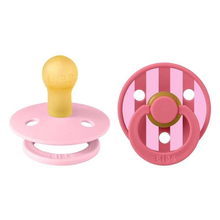 Bibs, Studio Colour, smoczek uspokajający, kauczuk Hevea, Baby Pink&Coral, rozmiar 1, 2 szt.