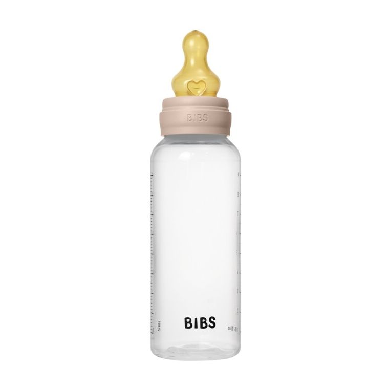 Bibs, zestaw: butelka antykolkowa dla niemowląt, Blush, 270 ml + smoczek do karmienia o średnim przepływie, kauczuk Hevea