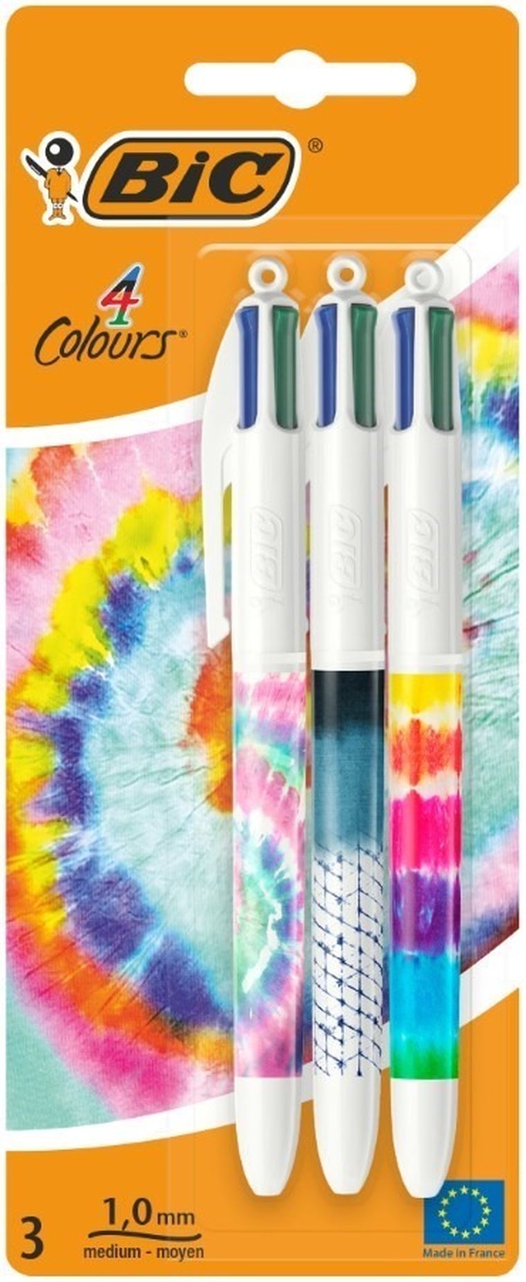 Bic, 4 Colours, Message Tie Dye, długopis, 3 szt.