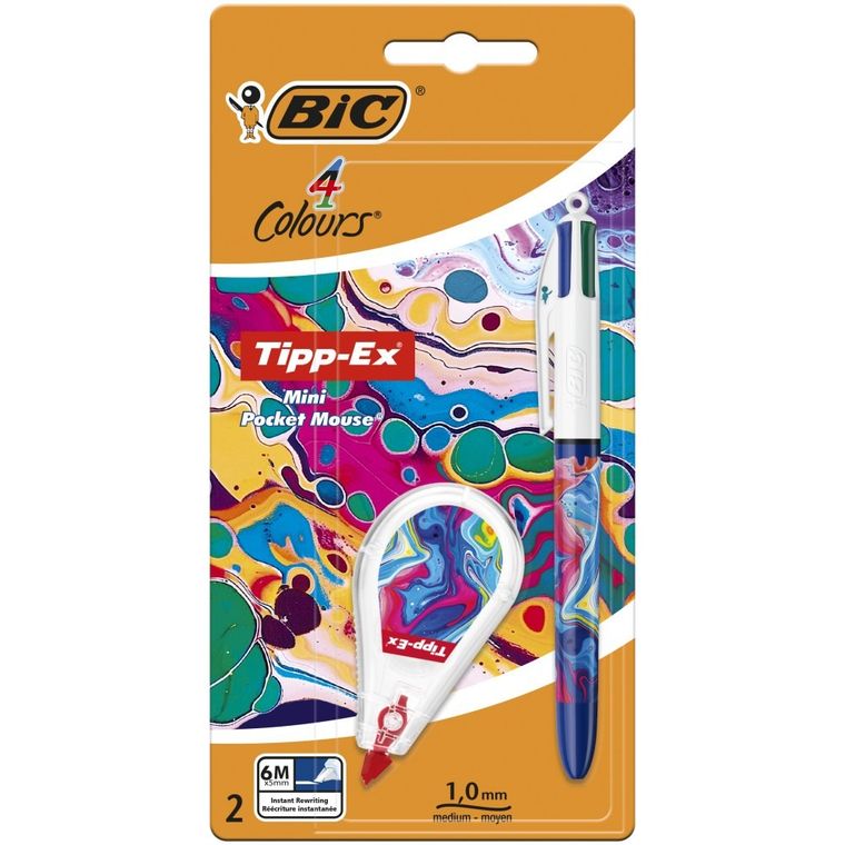 Bic, 4 Colours, Rainbow, długopis i korektor, zestaw