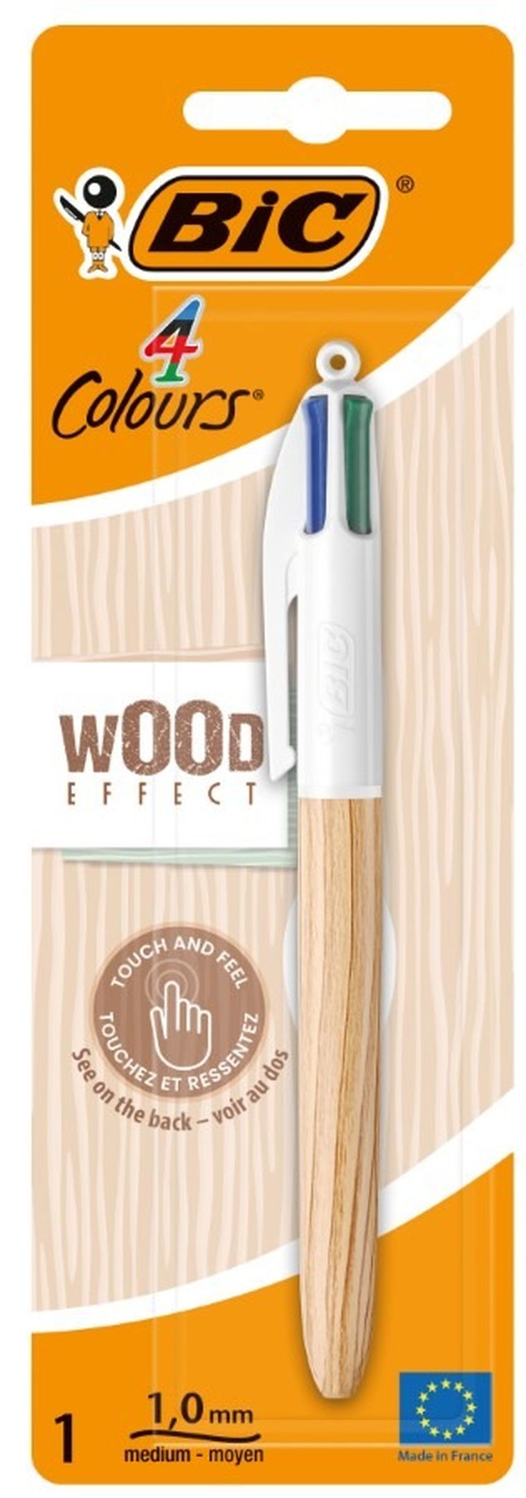 Bic, 4 Colours, Wood Efect, długopis kulkowy z 4 wkładami