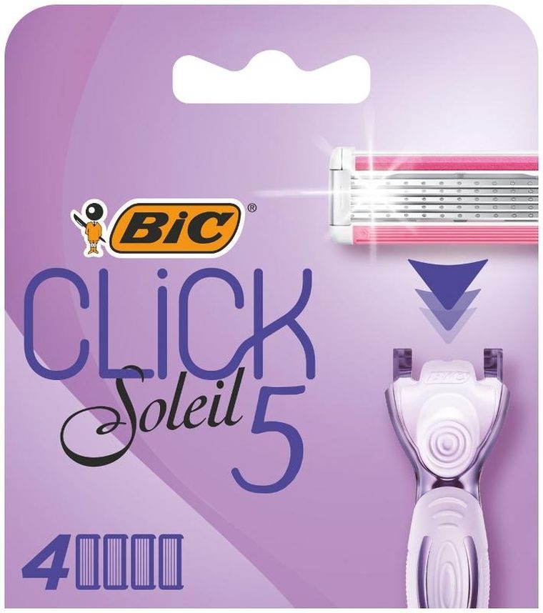 Bic, Click Solei 5, wkłady do damskiej maszynki do golenia, 4 szt.