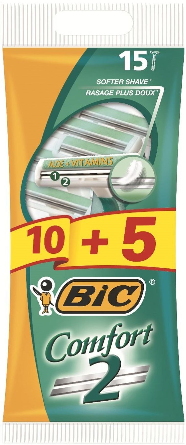 Bic, Comfort 2, maszynka do golenia dla mężczyzn, 10+5 szt.