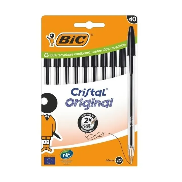 Bic, Cristal Original, długopis, czarny, 10 szt.