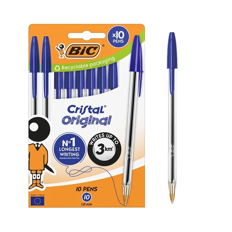 Bic, Cristal Original, długopis, niebieski, 10 szt.