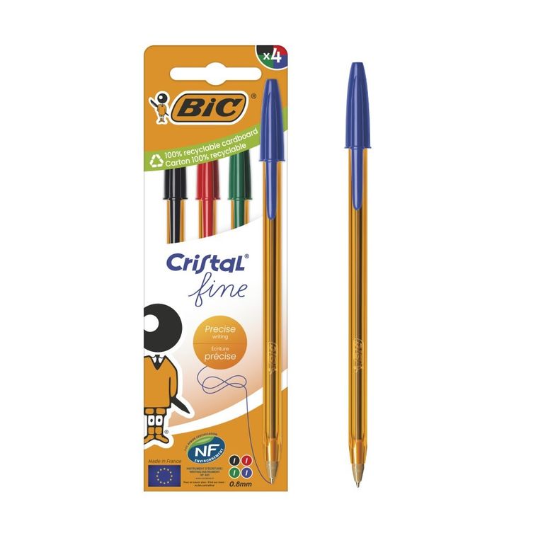 Bic, Cristal, Original Fine, długopis, 4 szt.