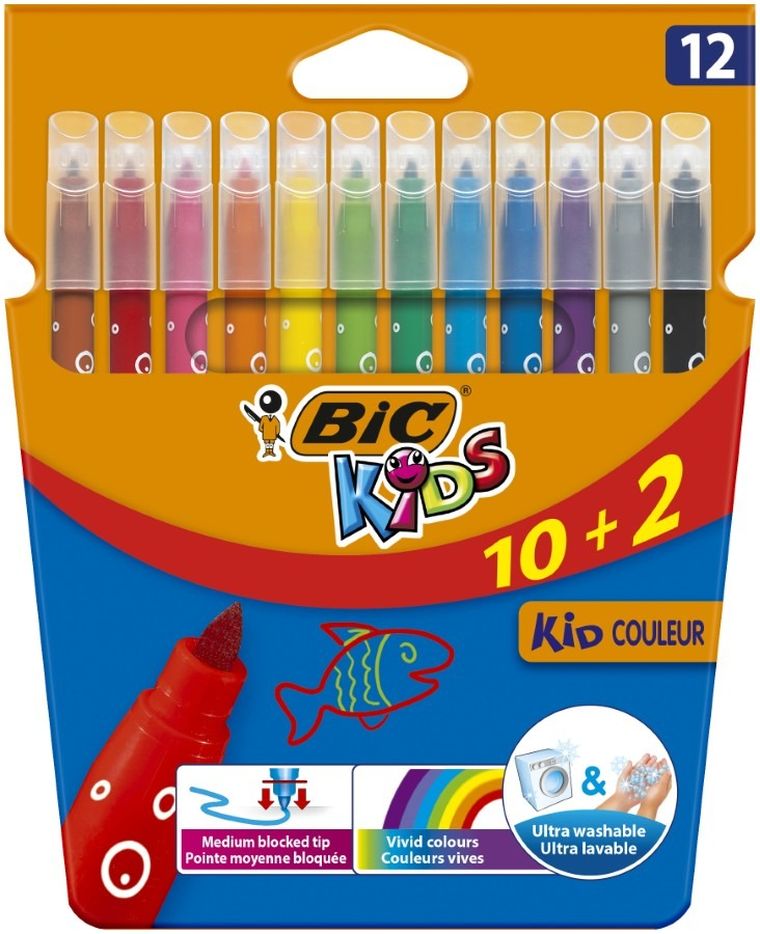 Bic, flamastry zmywalne, 12 kolorów
