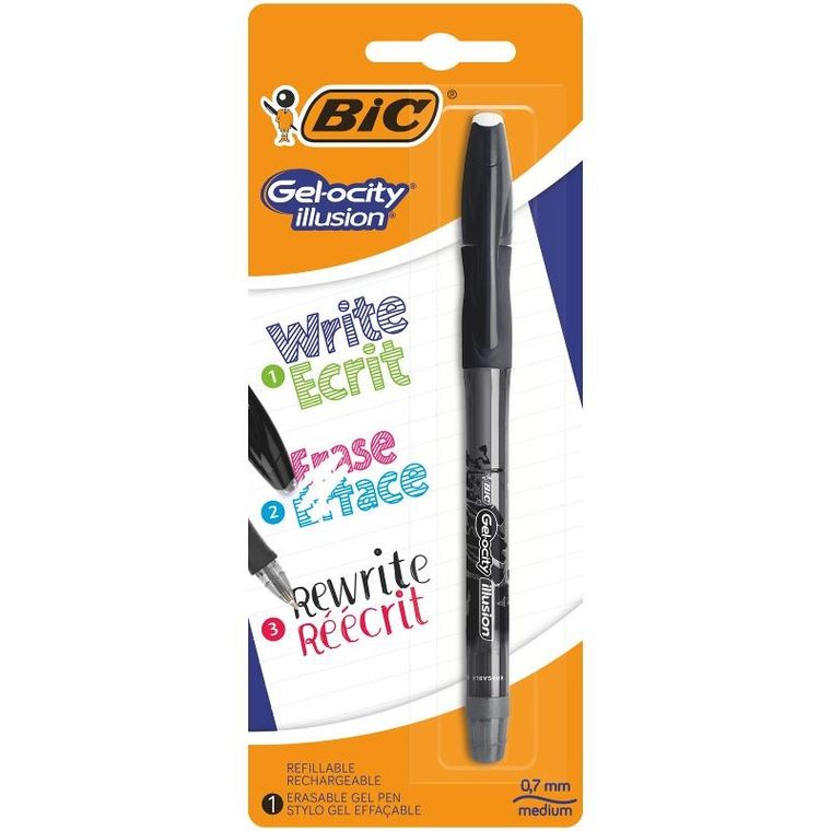 Bic, Gel-ocity Illusion, długopis wymazywalny, czarny