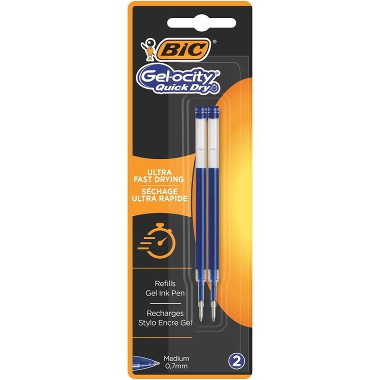 Bic, Gel-ocity Quick Dry, wkład do długopisu, niebieski, 2 szt.