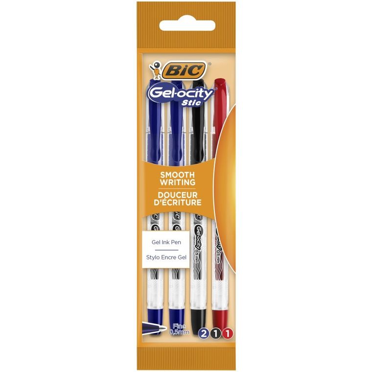 Bic, Gel-ocity, Stic, długopis żelowy, 0.5 mm, 4 szt.