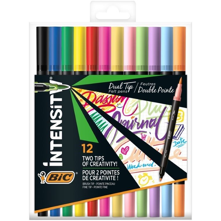 Bic, Intensity Dual Tip, Classic+Pastel, pisak dwustronny, 12 szt.