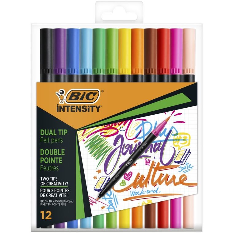 Bic, Intensity Dual Tip, flamastry dwustronne, 12 szt.