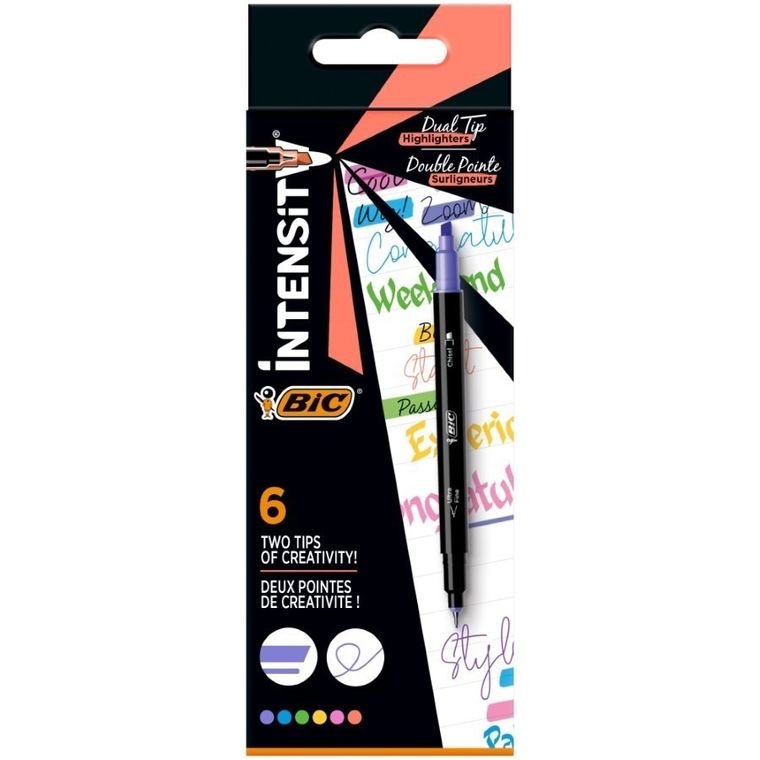 Bic, Intensity Dual Tip Highlighter, zakreślacze, 6 szt.