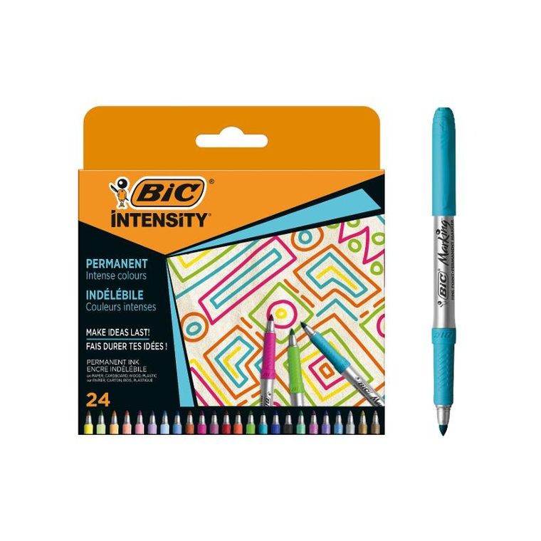 Bic, Intensity Permanent Intense + Pastel + Metallic, markery, 24 kolory