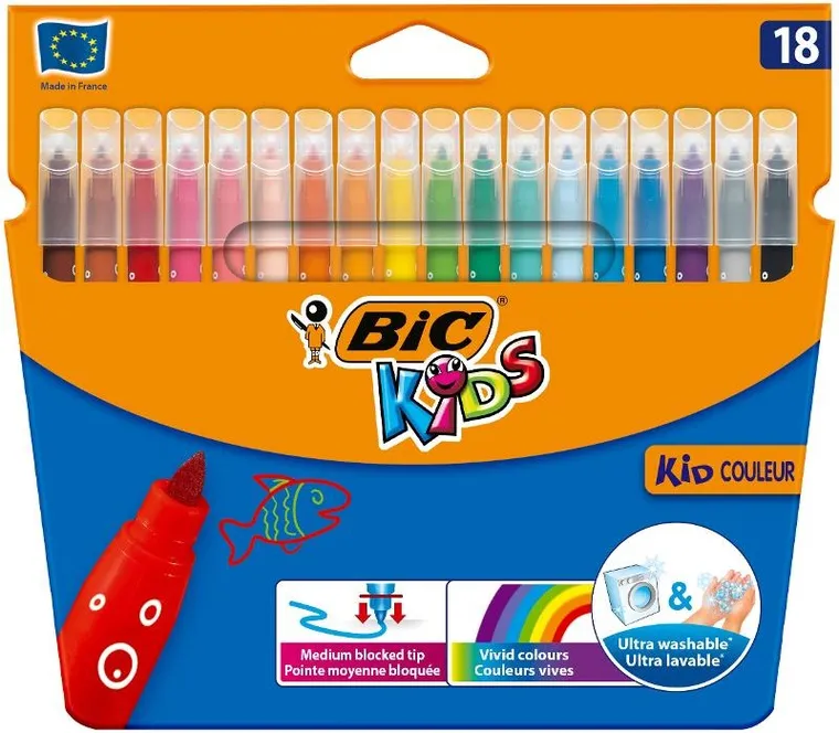 Bic, Kids, Kid Couleur, flamastry, 18 kolorów