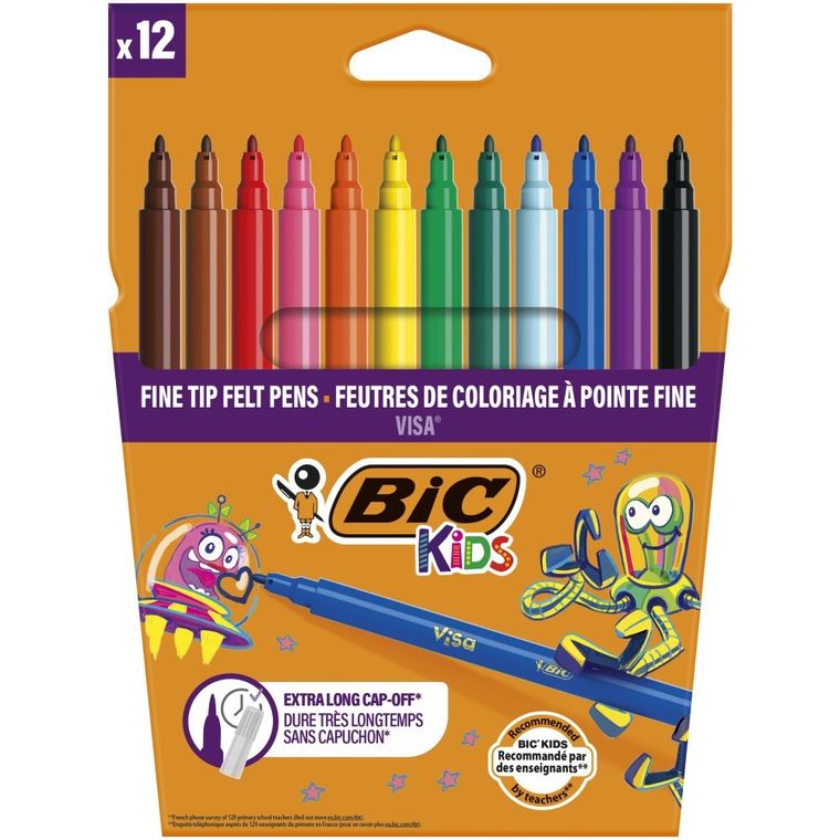 Bic, Kids, Kid Visa, flamastry, 12 kolorów