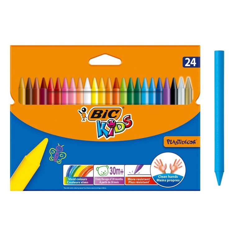 Bic, Kids, Plastidecor, kredki świecowe, 24 kolory