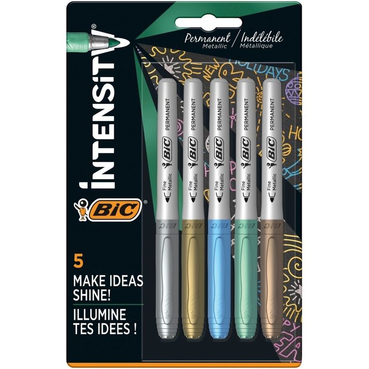 Bic, Marking Metallic Ink, markery permanentne, 5 szt.