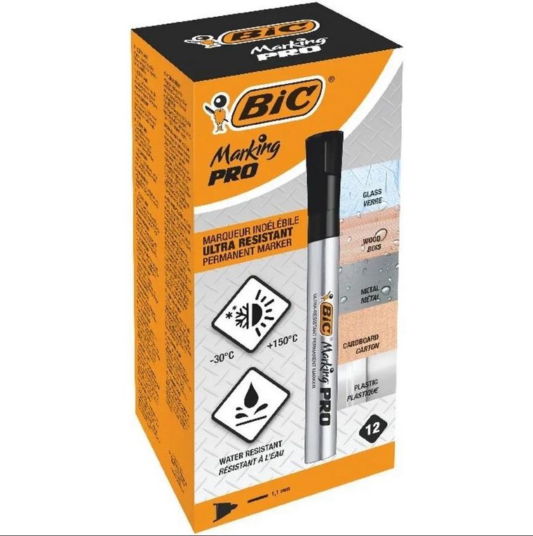 Bic, Marking PRO, marker czarny, 12 szt.