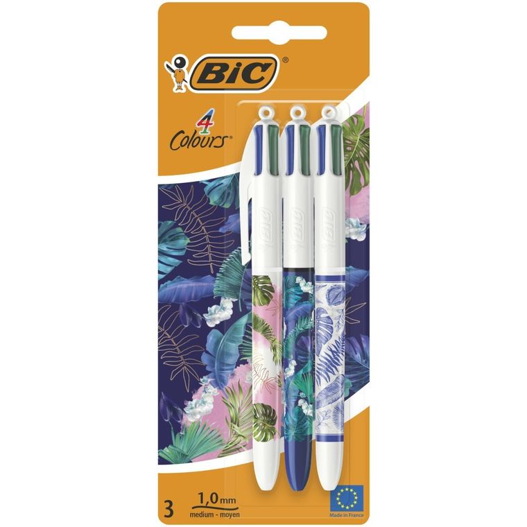 Bic, Message Botanical, długopis 4 kolorowy, 3 szt.