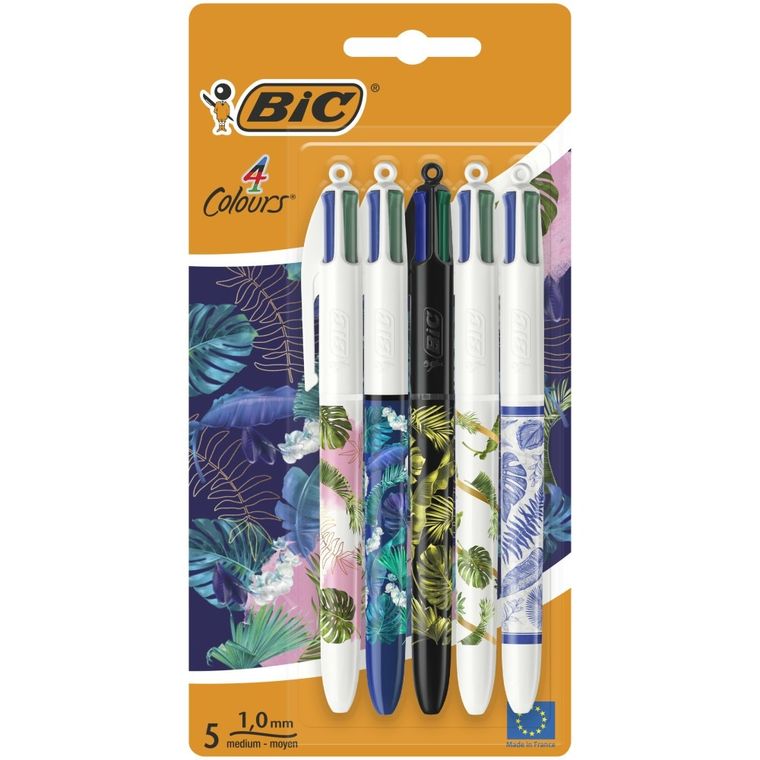 Bic, Message Botanical, długopis 4 kolorowy, 5 szt.
