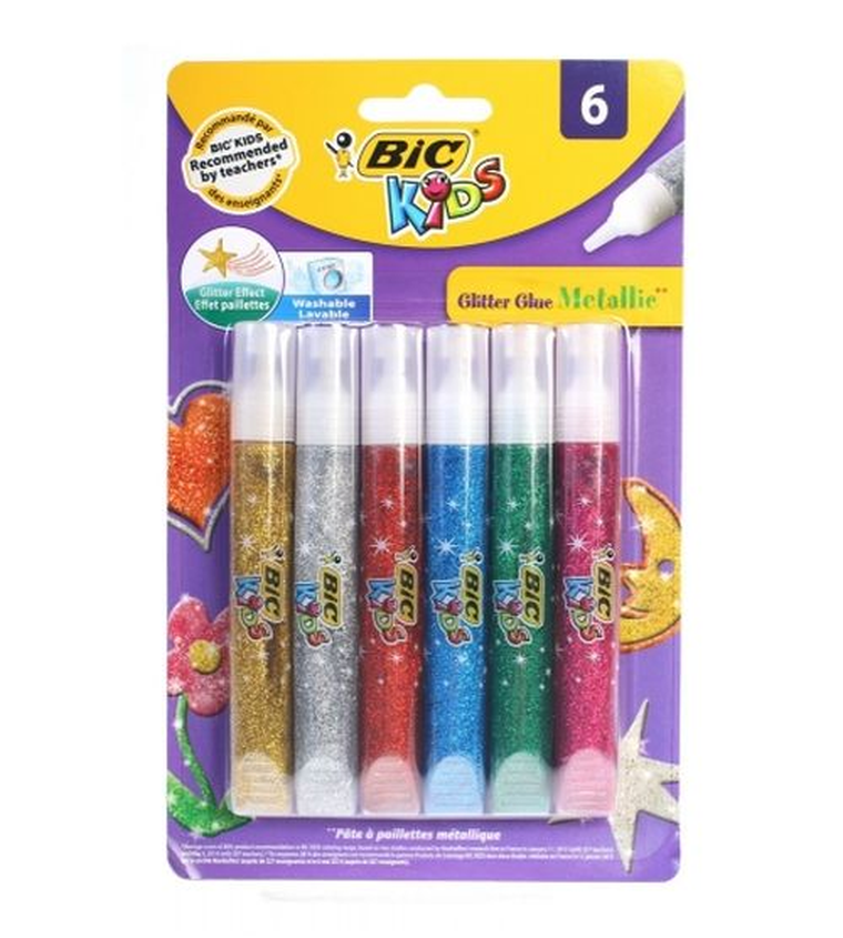 Bic, Metallic klej brokatowy, 6 kolorów