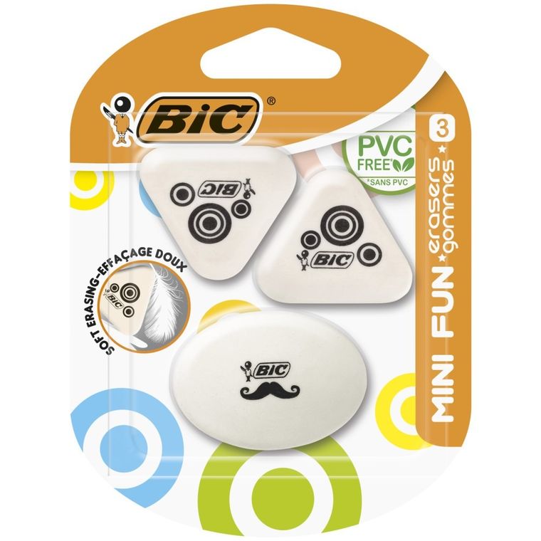 Bic, Mini Fun, gumka, 3 szt.