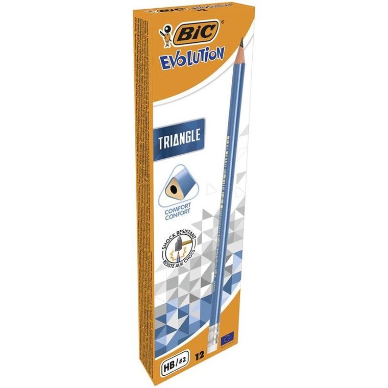 Bic, ołówek trójkątny z gumką, HB Triangle, 12 szt.