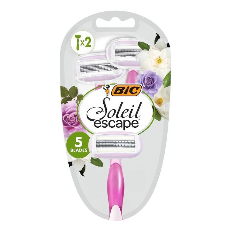 Bic, Soleil Escape, maszynki do golenia dla kobiet 5 ostrzowe róża & magnolia, 2 szt.