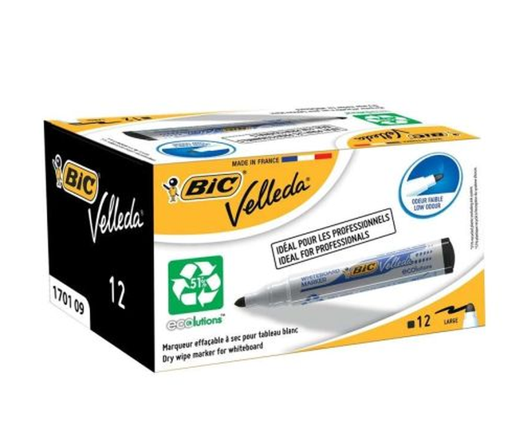 Bic, Velleda Eco, marker suchościeralny, ścięta końcówka, czarny