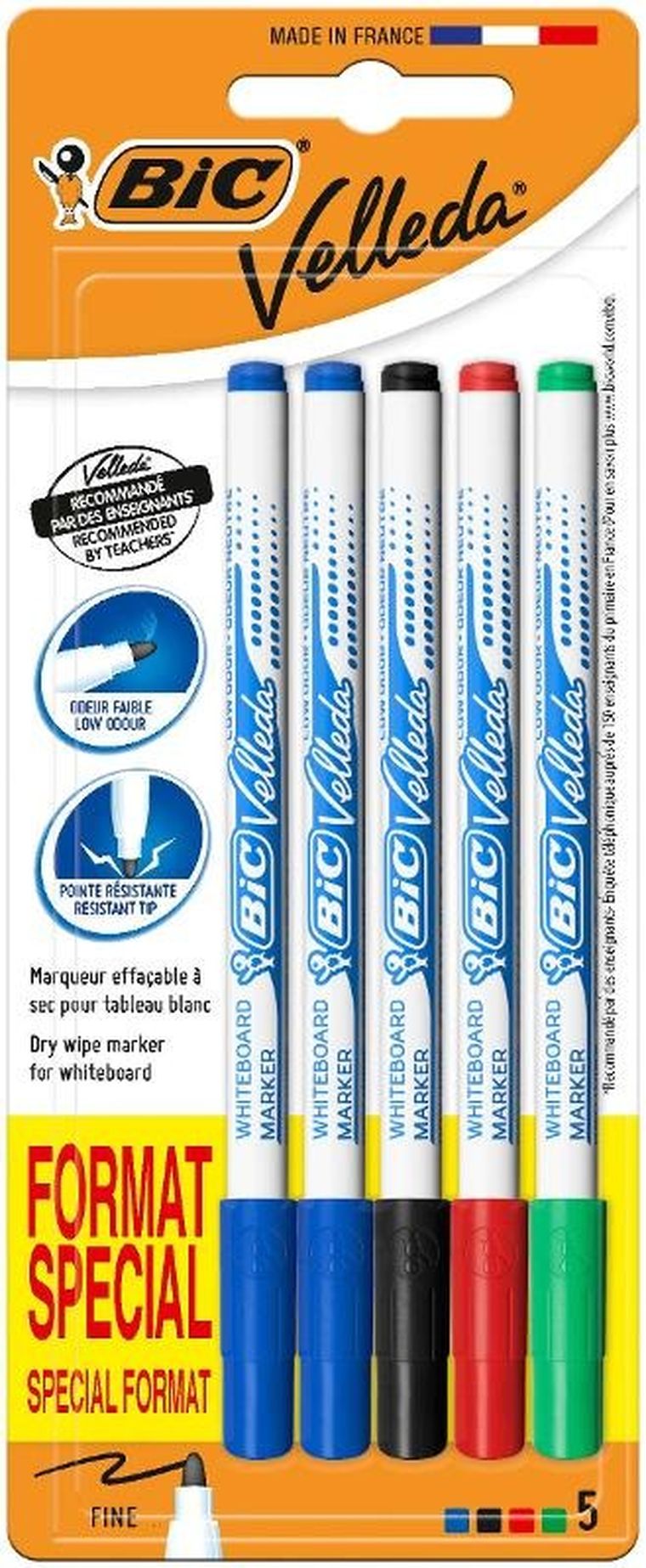 Bic, Velleda Fine, marker suchościeralny, 5 szt.