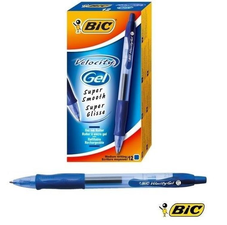 Bic, Velocity, pióro żelowe, niebieskie, 12 szt.