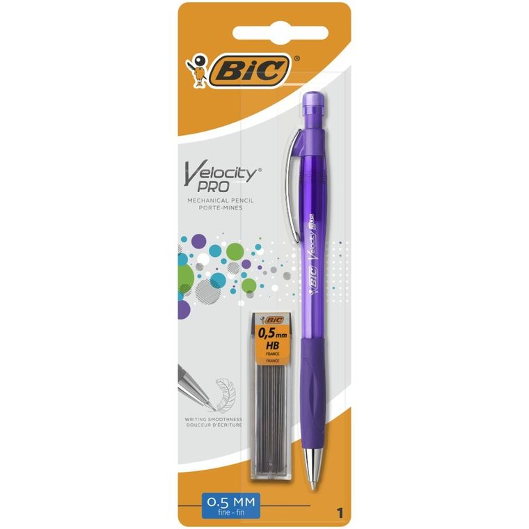 Bic, Velocity Pro, ołówek HB z gumką i wkładami, 0,5 mm