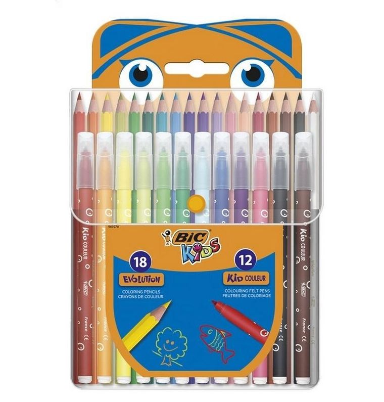 Bic, zestaw kredki 2w1 + flamastry