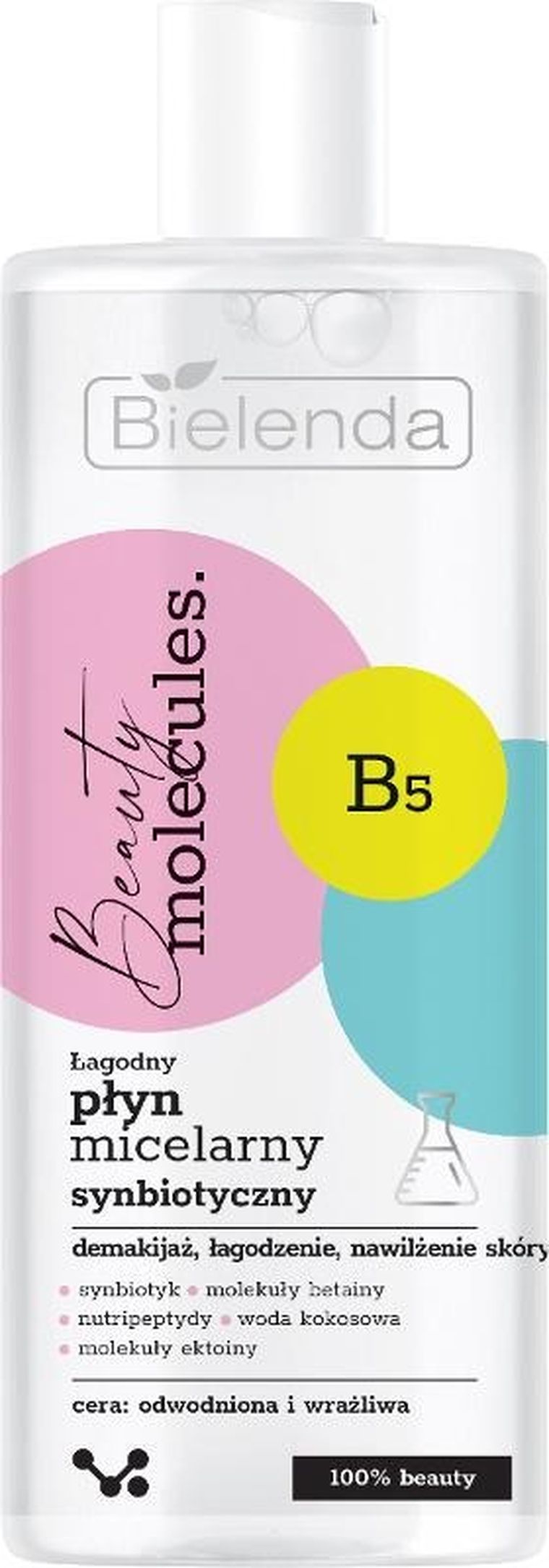 Bielenda, Beauty Molecules, łagodny płyn micelarny synbiotyczny, do cery wrażliwej i odwodnionej, 500 ml