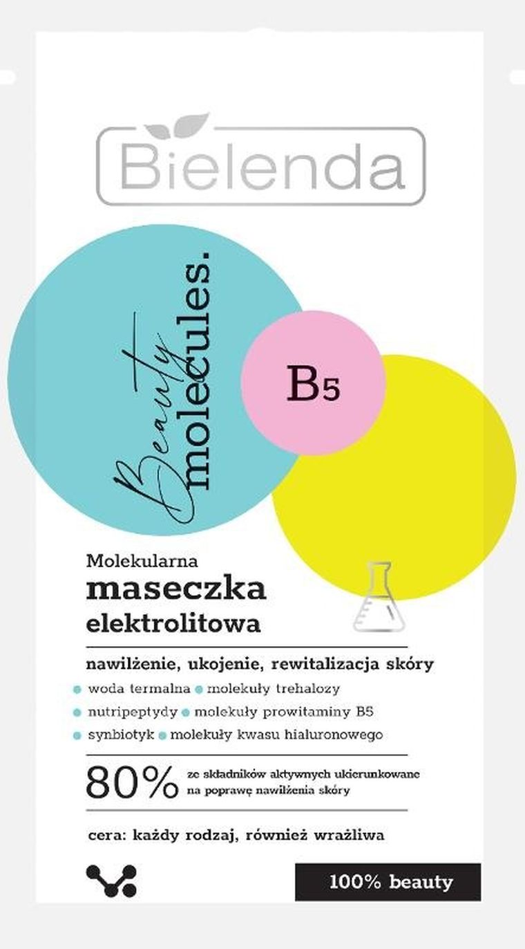 Bielenda, Beauty Molecules, molekularna maseczka elektrolitowa, do każdego rodzaju cery, 8g