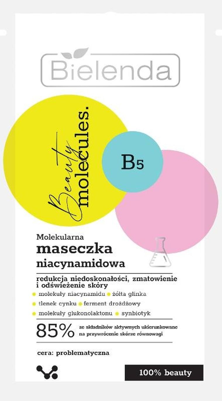 Bielenda, Beauty Molecules, molekularna maseczka niacynamidowa, do cery problematycznej, 8g