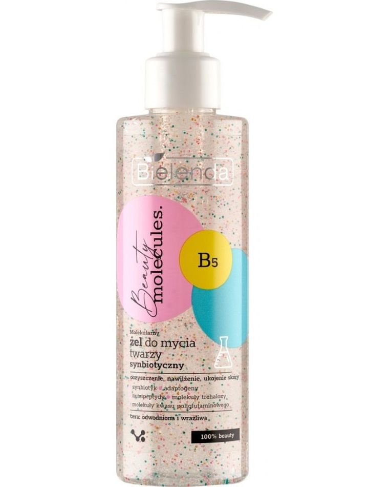 Bielenda, Beauty Molecules, synbiotyczny żel do mycia twarzy, do cery odwodnionej i wrażliwej, 195 ml