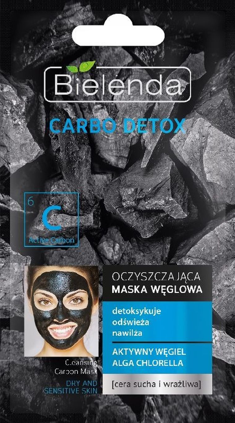 Bielenda, Carbo Detox, maska węglowa oczyszczająca, do cery suchej i wrażliwej, 8g