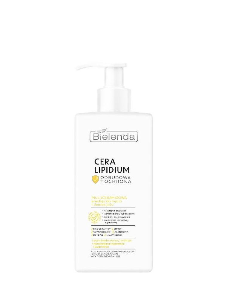 Bielenda, Cera Lipidium, odbudowa + ochrona multiceramidowa emulsja do mycia i demakijażu, 300 ml