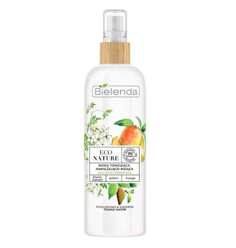 Bielenda, Eco Nature, woda tonizująca do twarzy nawilżająco-kojąca, śliwka kakadu & jaśmin & mango, 200 ml