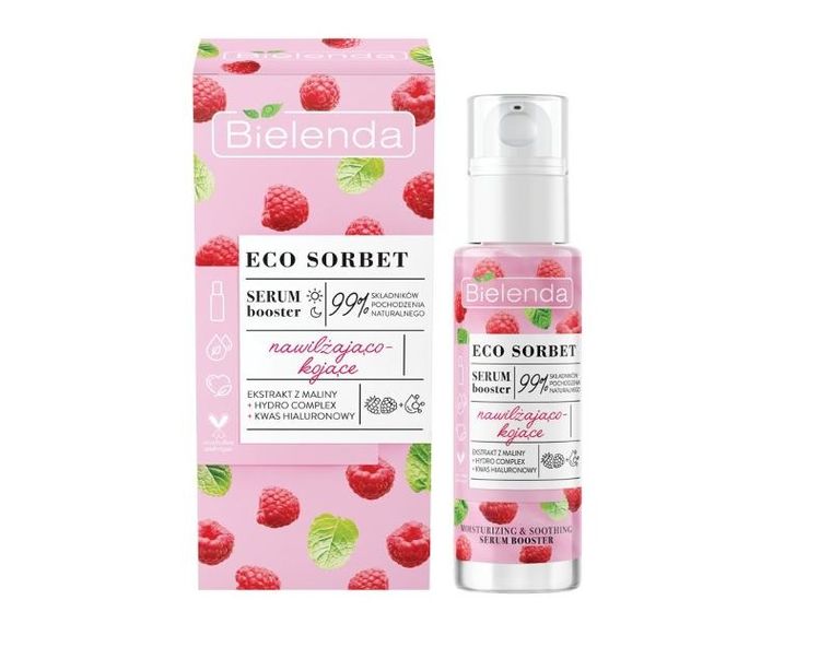 Bielenda, Eco Sorbet, serum booster do twarzy nawilżająco-kojące, malina, 30 ml